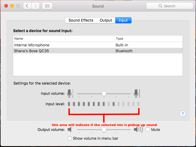 my built in microphone is not working mac